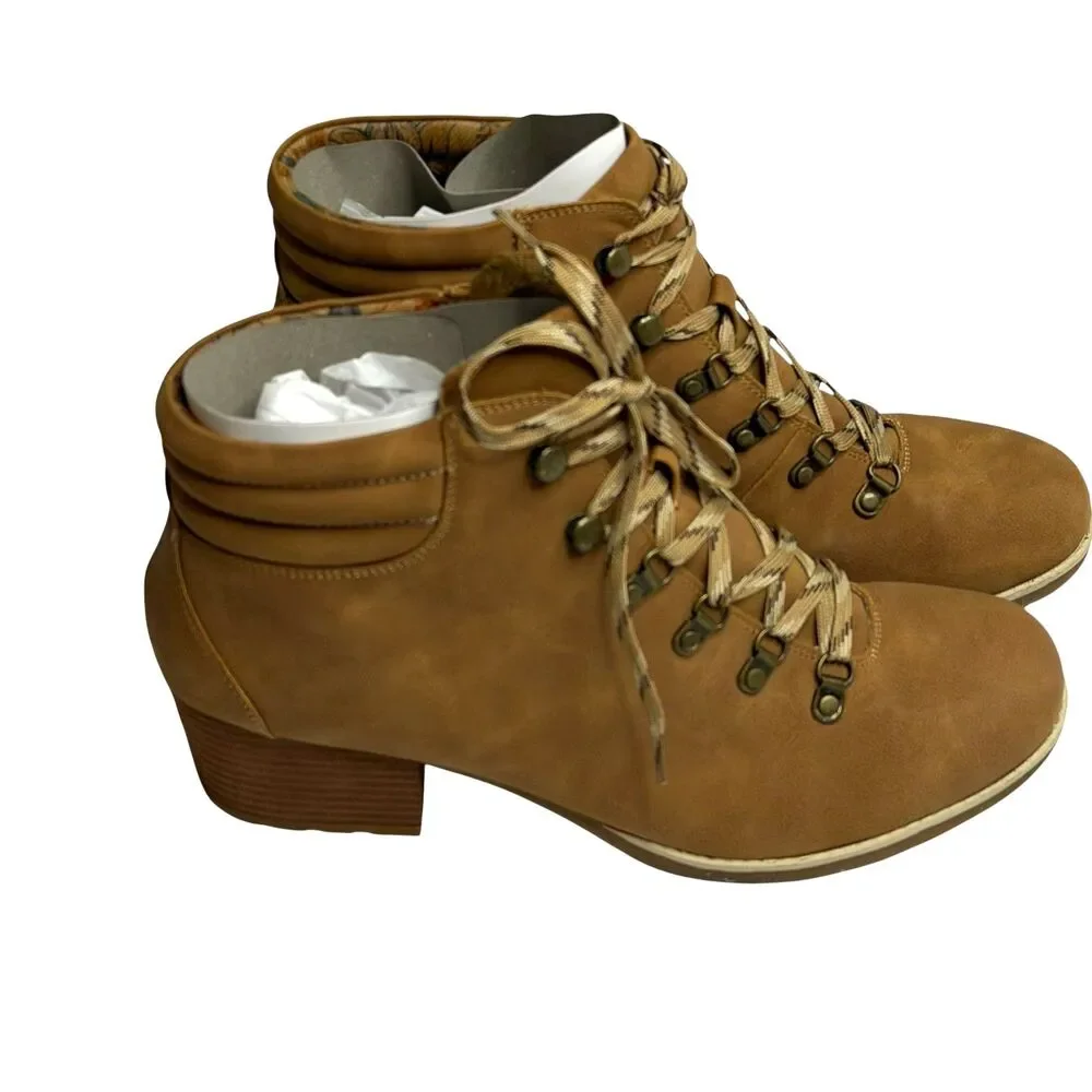 BOC Alder Nubuck Leather Booties Boots Heeled Womens Tan 11 NIB